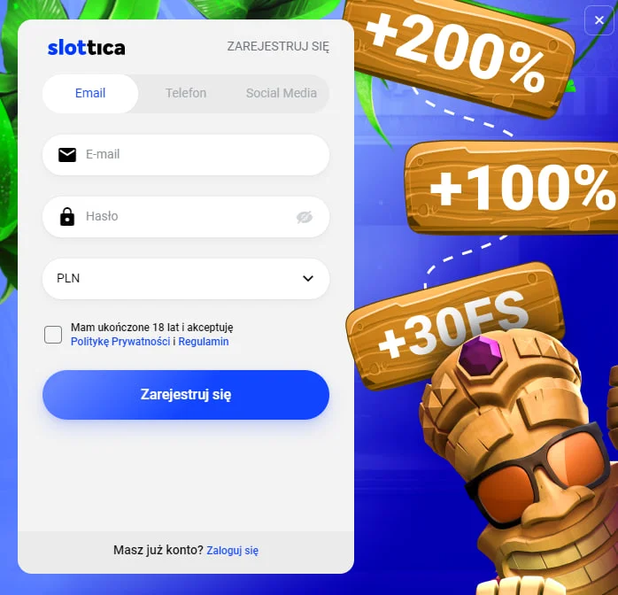 Rejestracja w Slottica